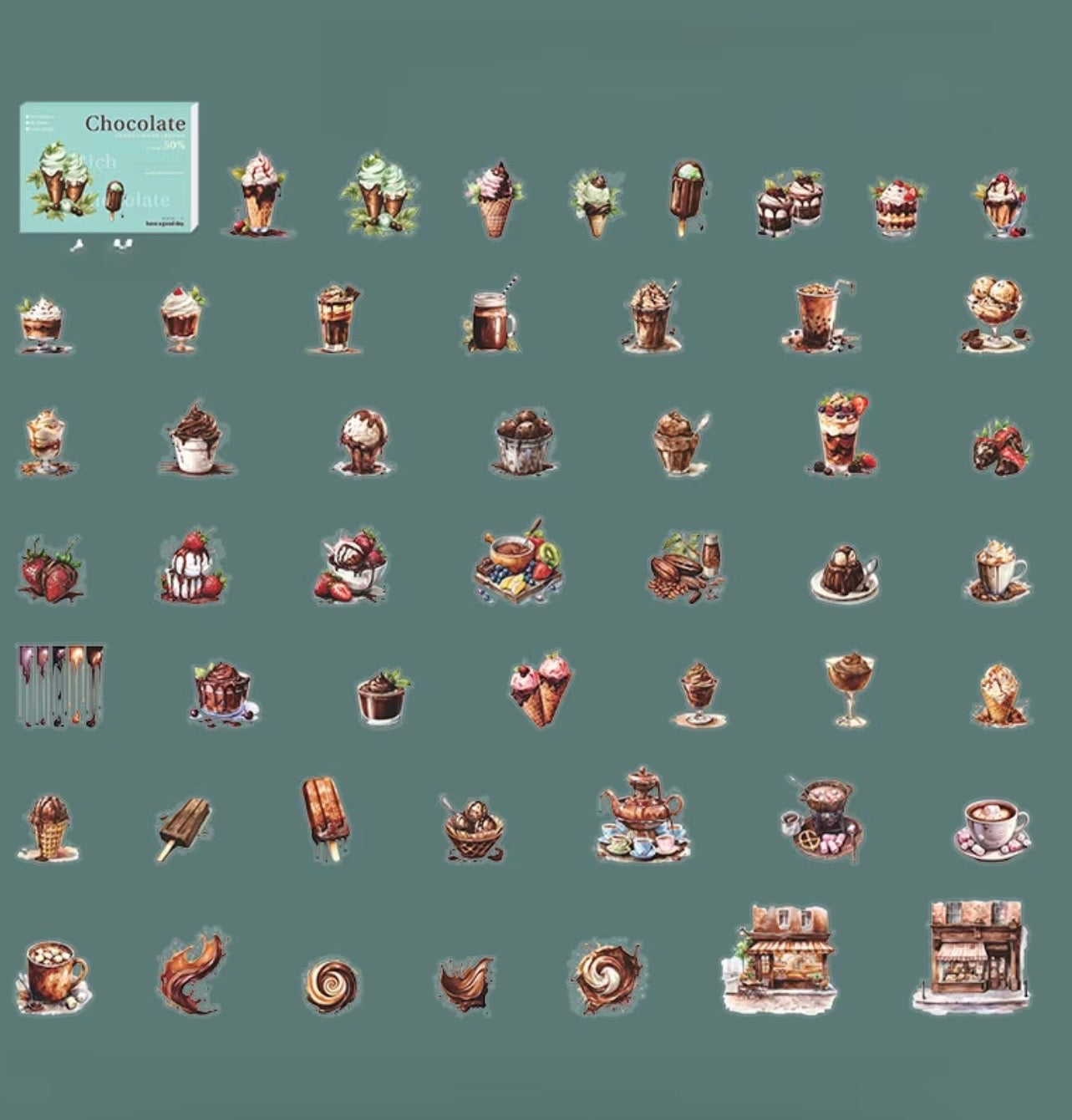 Chocolate Themed Box Stickers 4pk - 200 Stickers Total