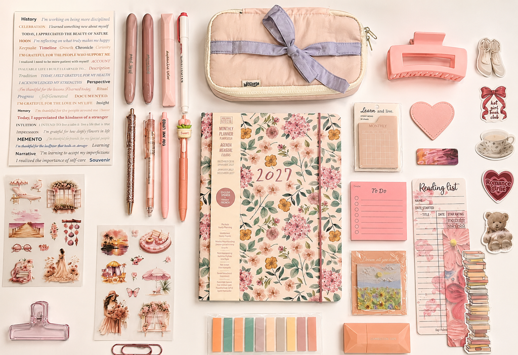 2027 Pink Flower Monthly Planner