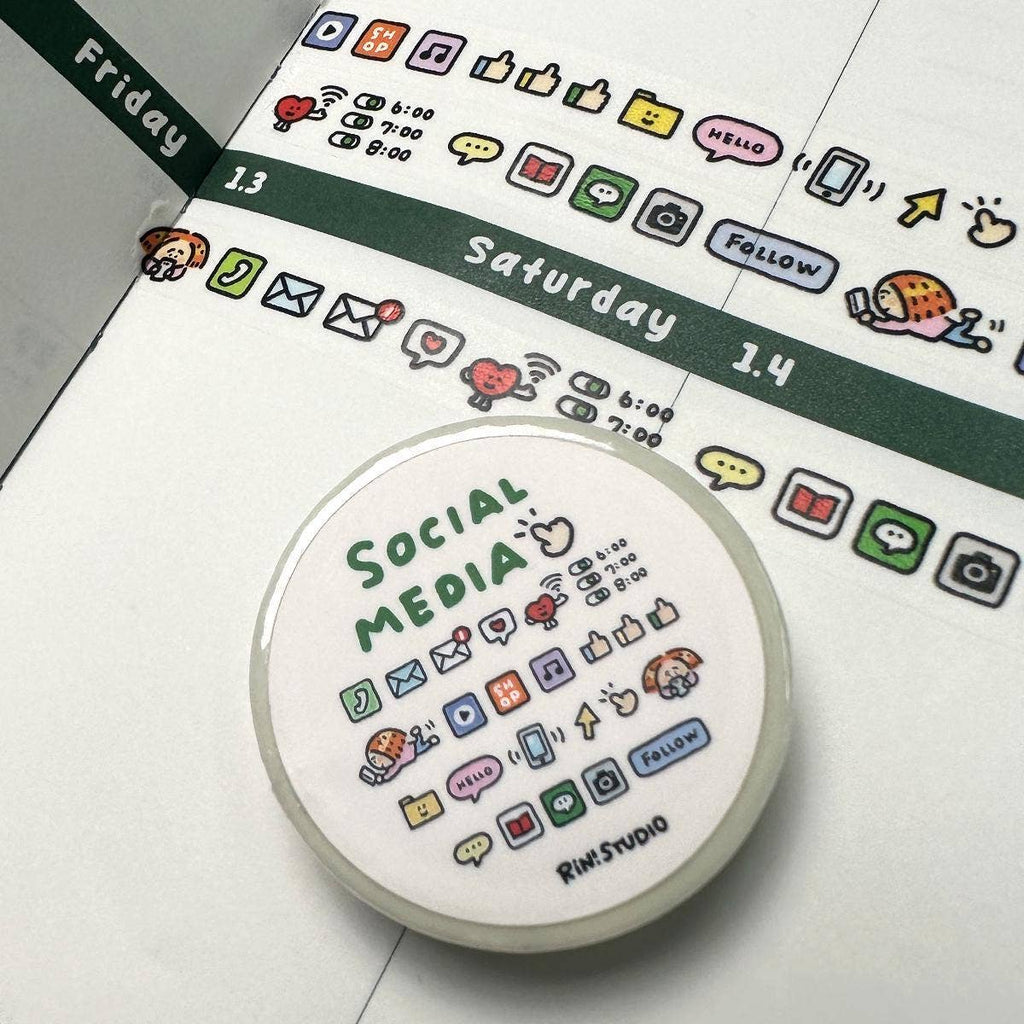 Social Media mini Washi Tape - on my phoe decoration tape RiN! Studio
