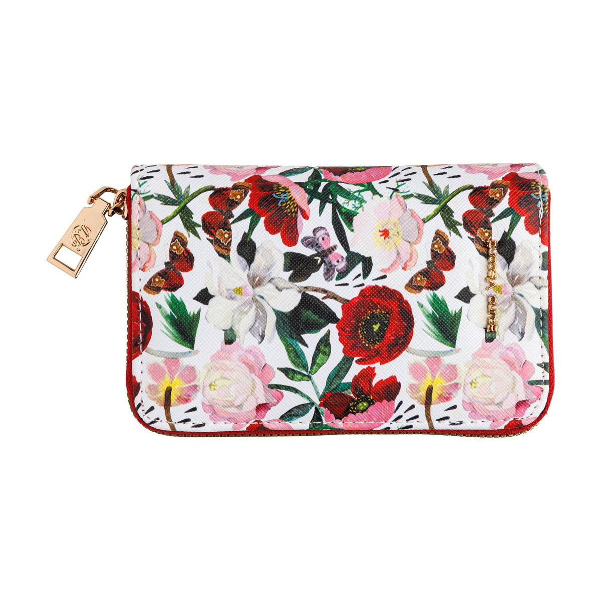 Vegan Leather Zip Wallet - Peonies