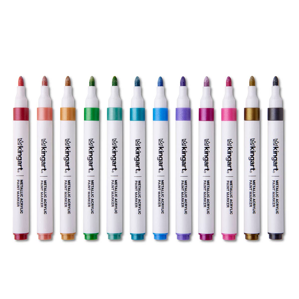 Acrylic Paint Markers Set – 24 Metallic Colors, 2mm Bullet Tip, Water-Based, Multi-Surface