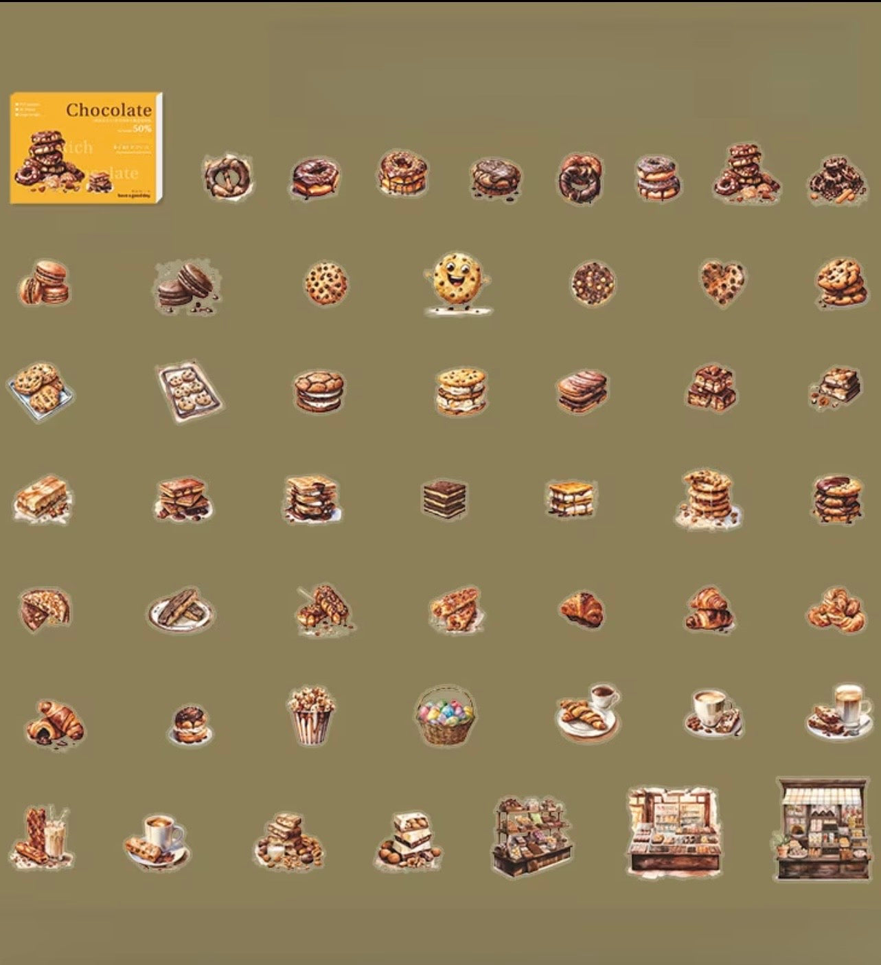 Chocolate Themed Box Stickers 4pk - 200 Stickers Total