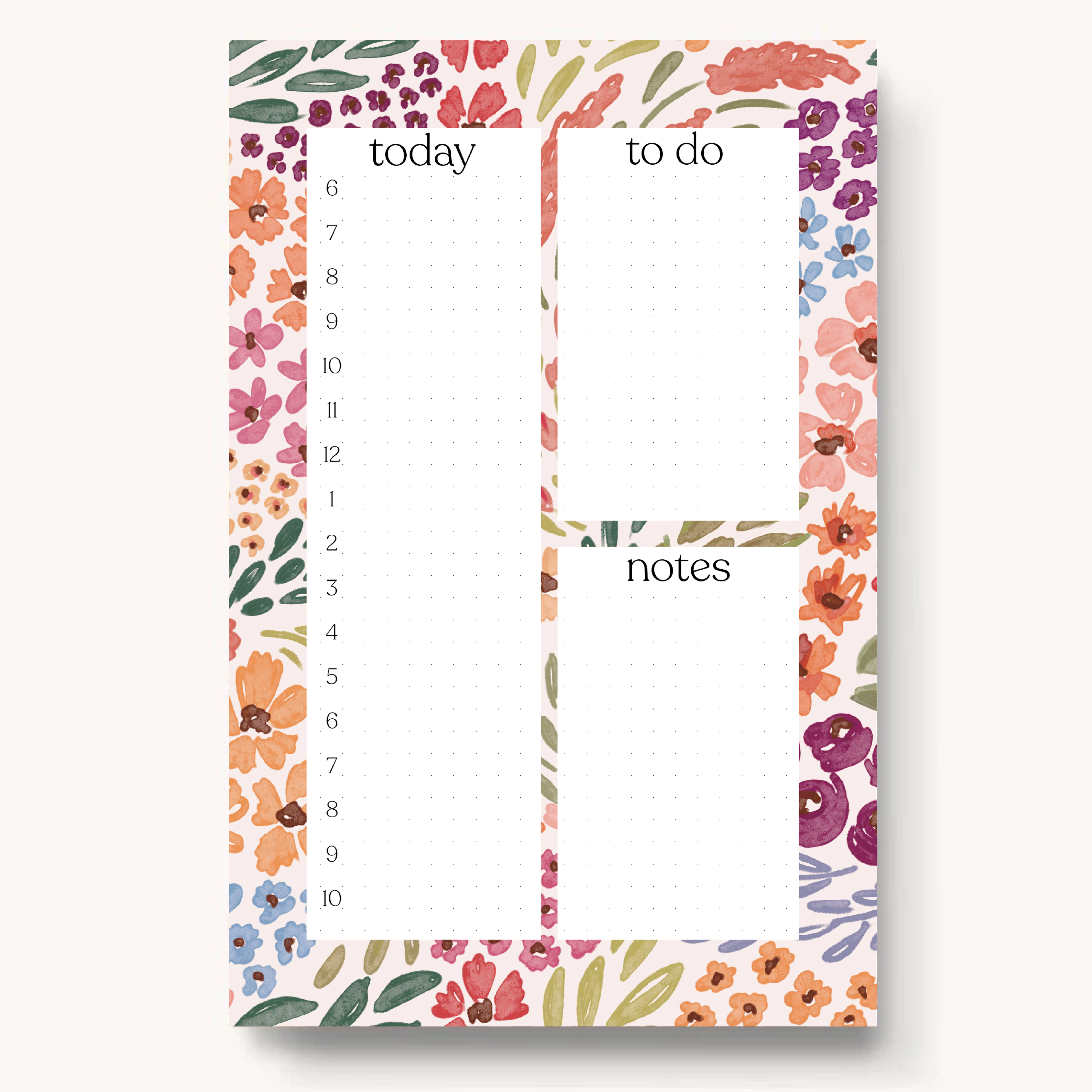 Floral Daily Planner Notepad: Countryside Blooms