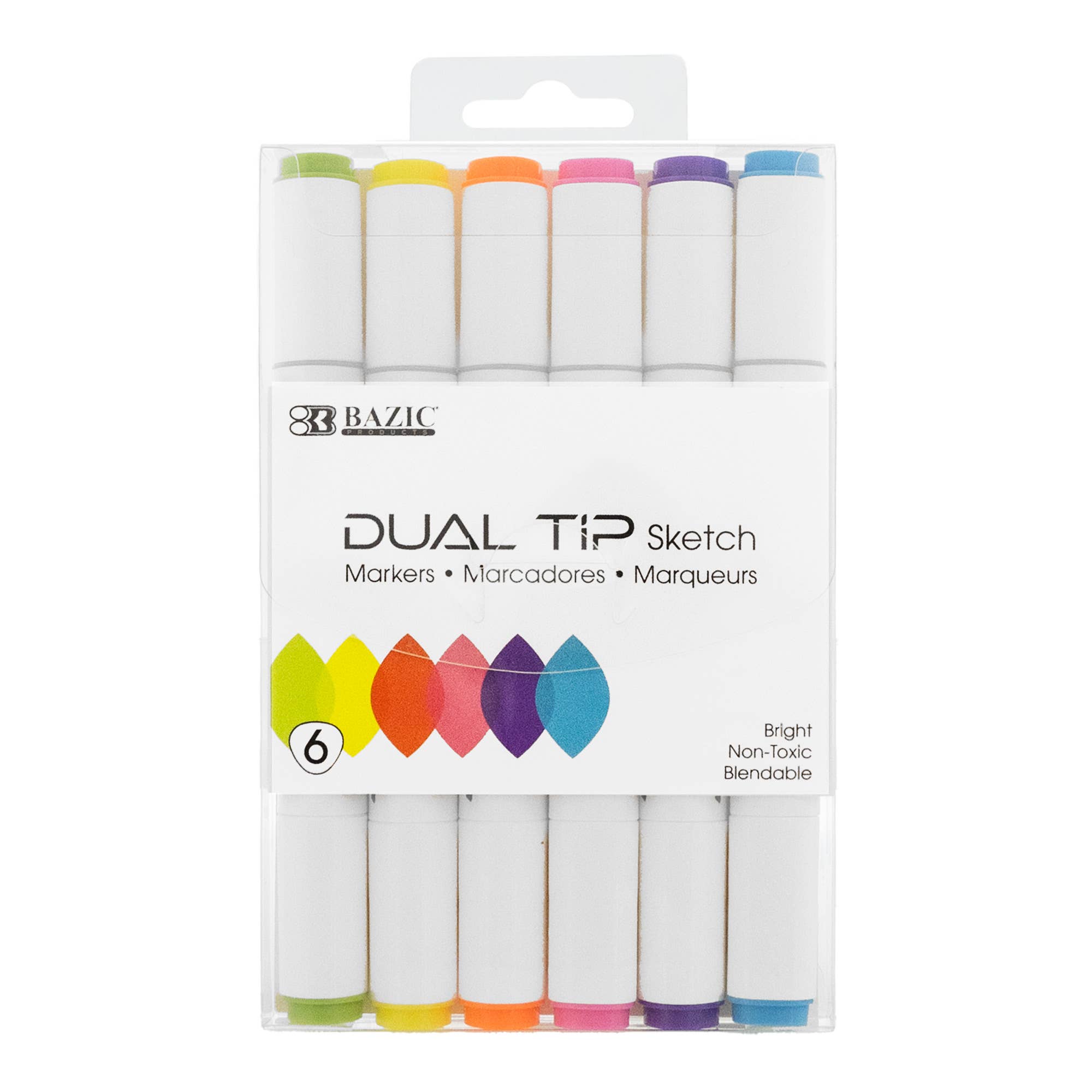Dual Tip Alcohol-Based Markers 6 Fluorescent Colors