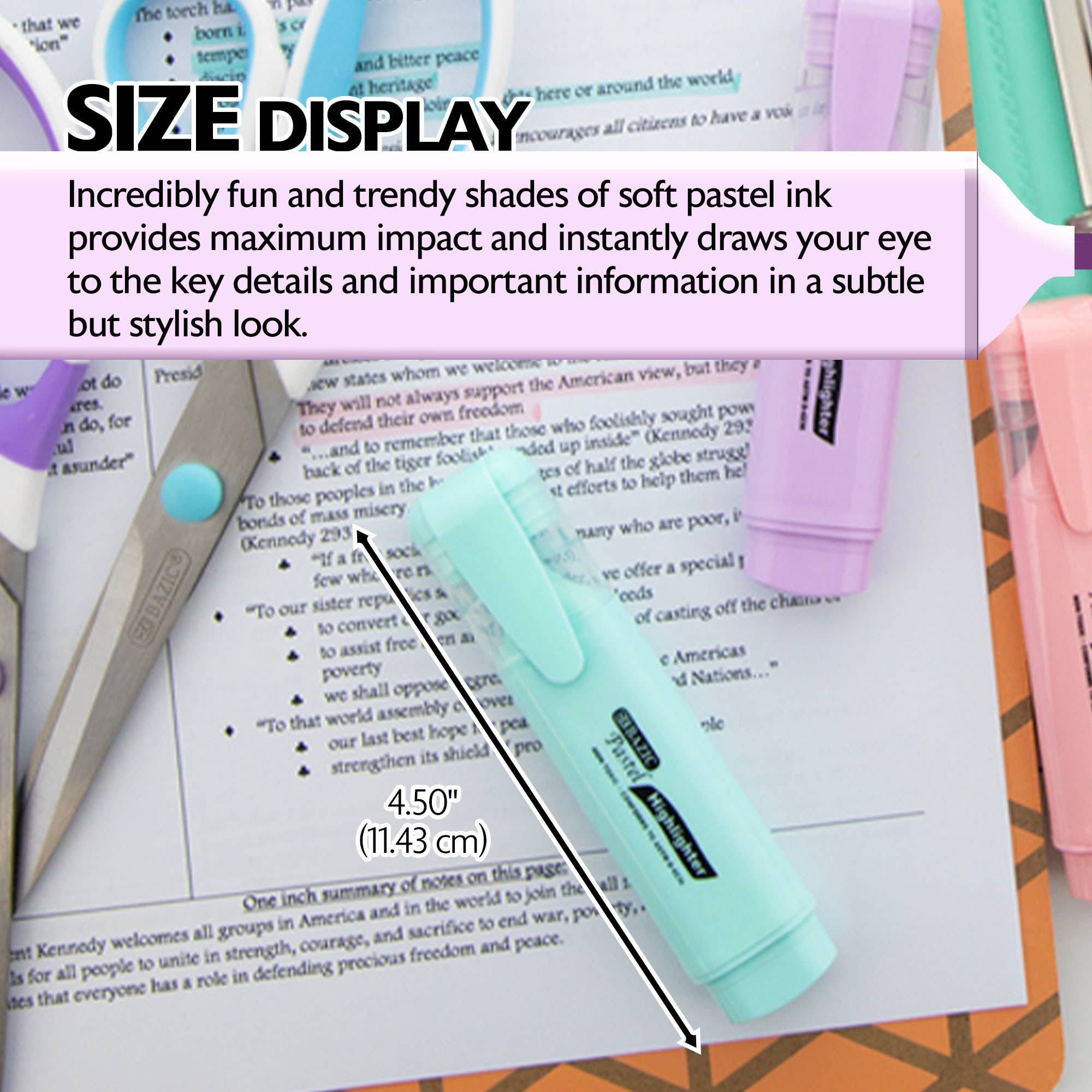 Pastel Highlighters w/ Pocket Clip (4/Pack)