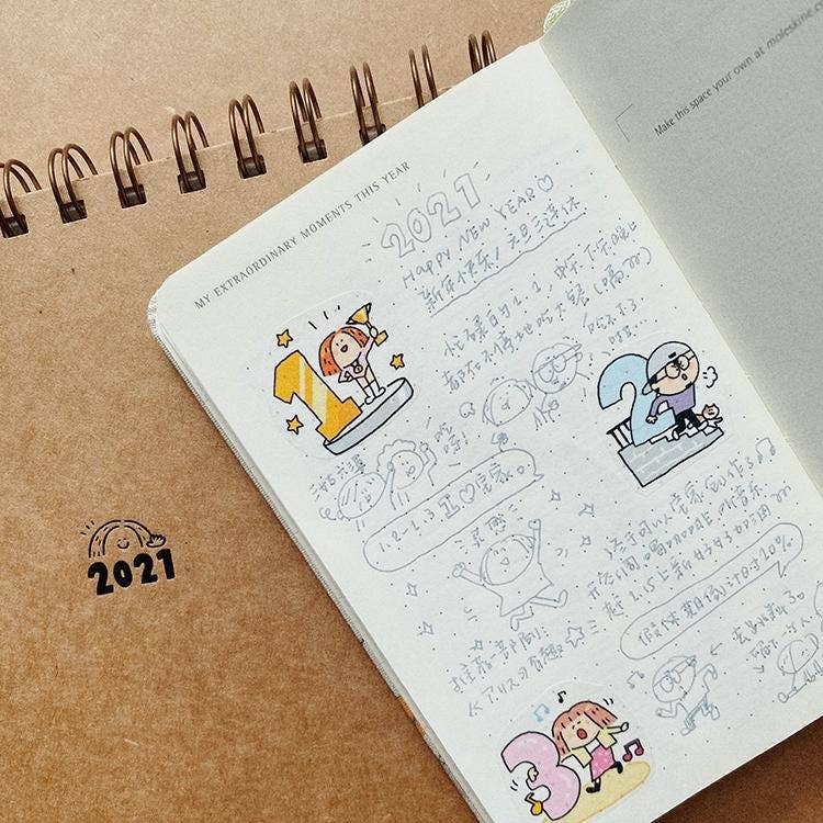 Strike a Pose Washi Tape: Numbered Kawaii Journaling Tape
