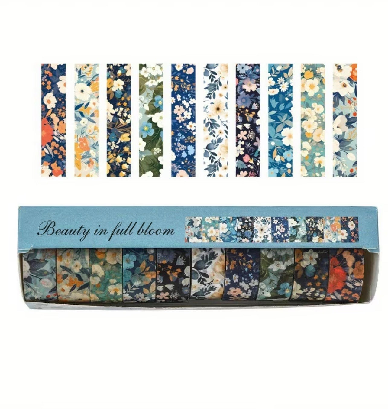 Vintage Floral Themed Washi Tape - Blue Hour