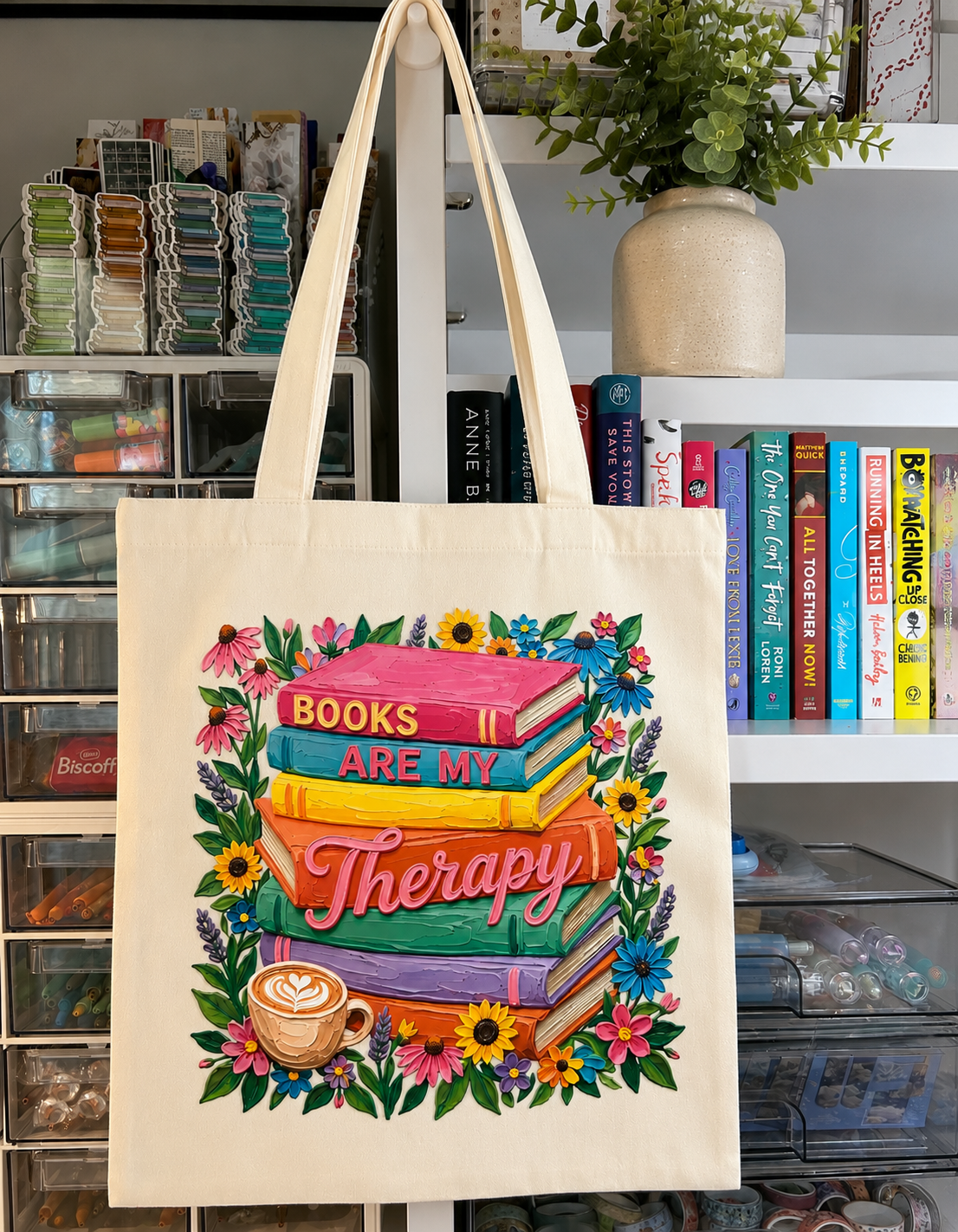 Books are my Therapy Canvas Tote Bag