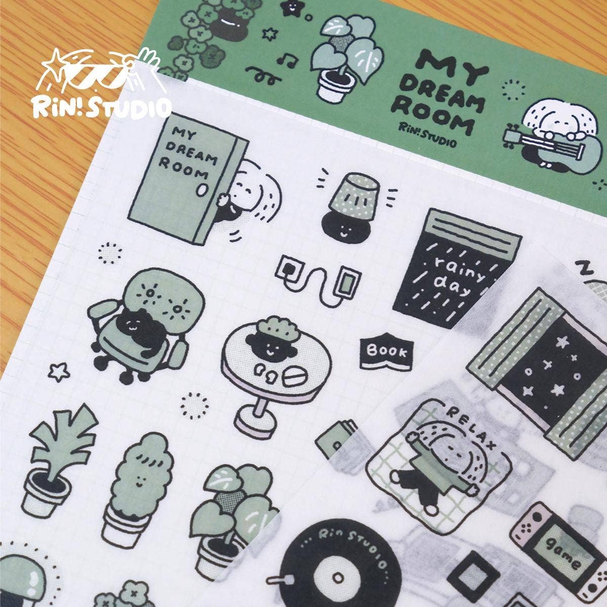 Kawaii Large Washi Tape Stickers: Single Color, My dream room