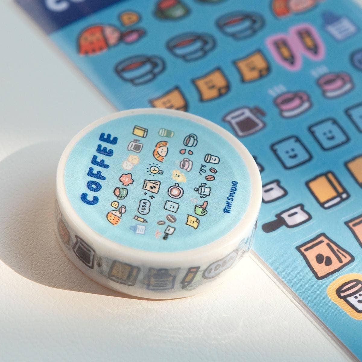 Kawaii Coffee Washi Tape: Mini Emoji Stickers, Scrapbooking Craft Tape