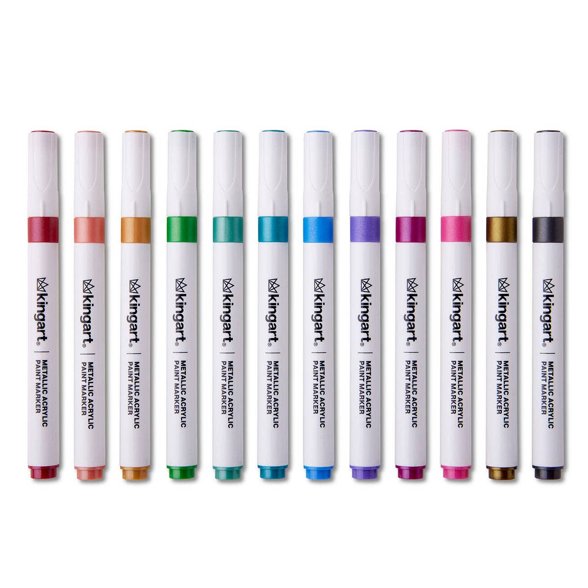 Acrylic Paint Markers Set – 24 Metallic Colors, 2mm Bullet Tip, Water-Based, Multi-Surface