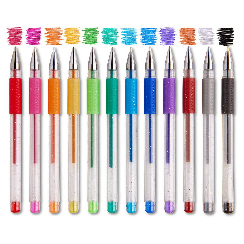 Gel Pens - Comfort Grip - 12 Glitter Colors