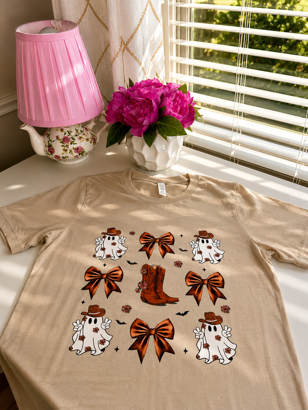 Boots and Ghost t - Shirt in Tan