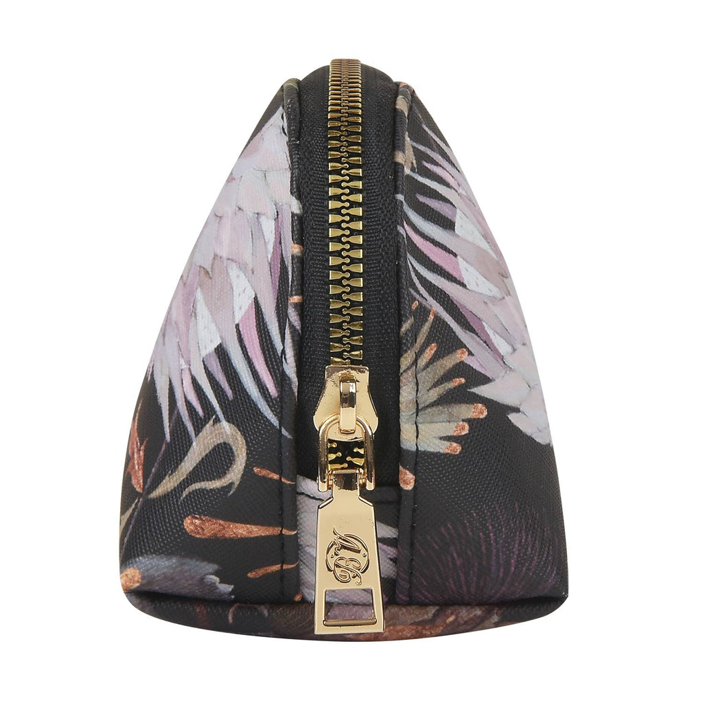 Vegan Leather Zip Pouch - Night Flowers