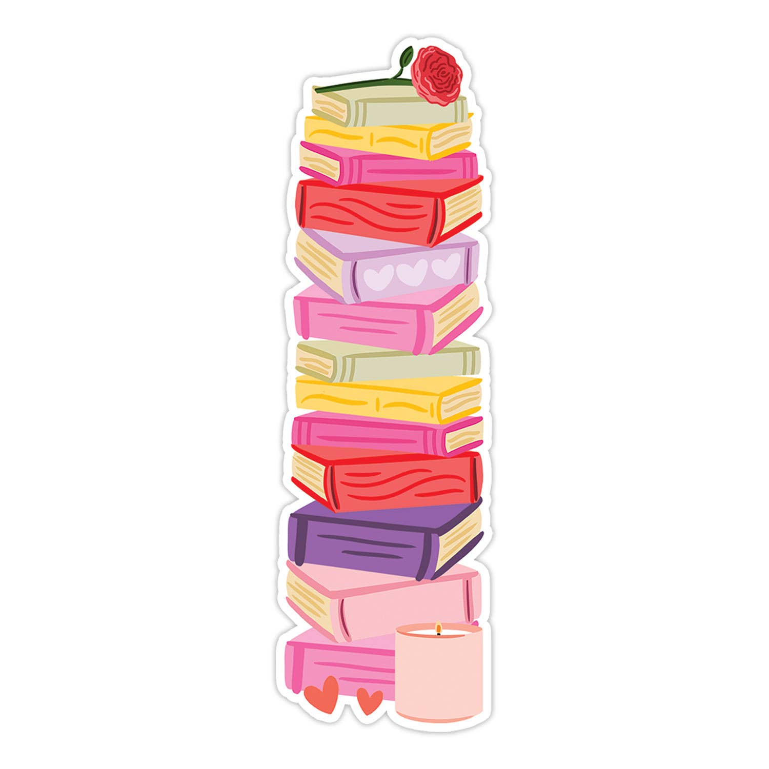 Romance Book Stack Die Cut Bookmark