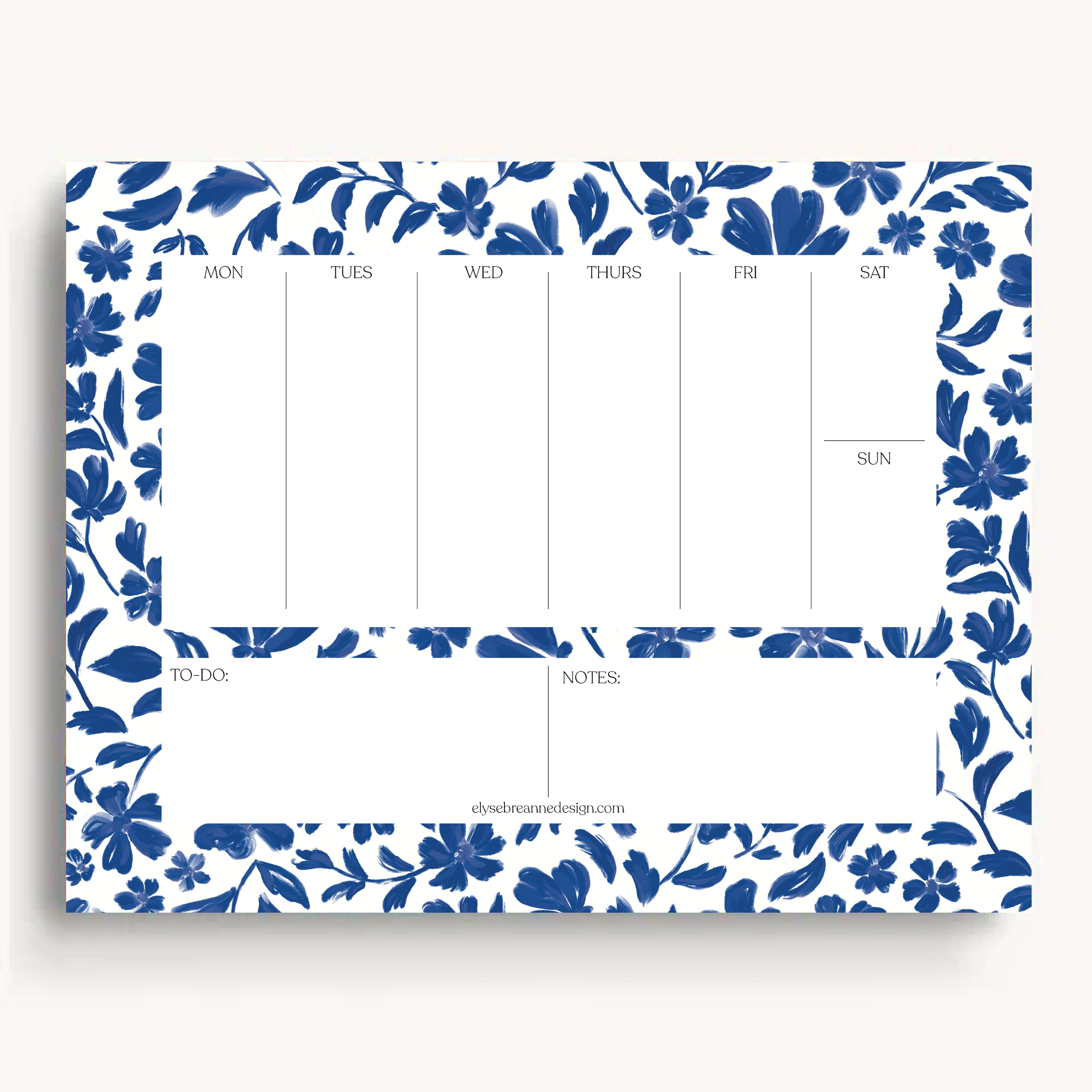 Floral Weekly Planner Notepad: Porcelain Floral