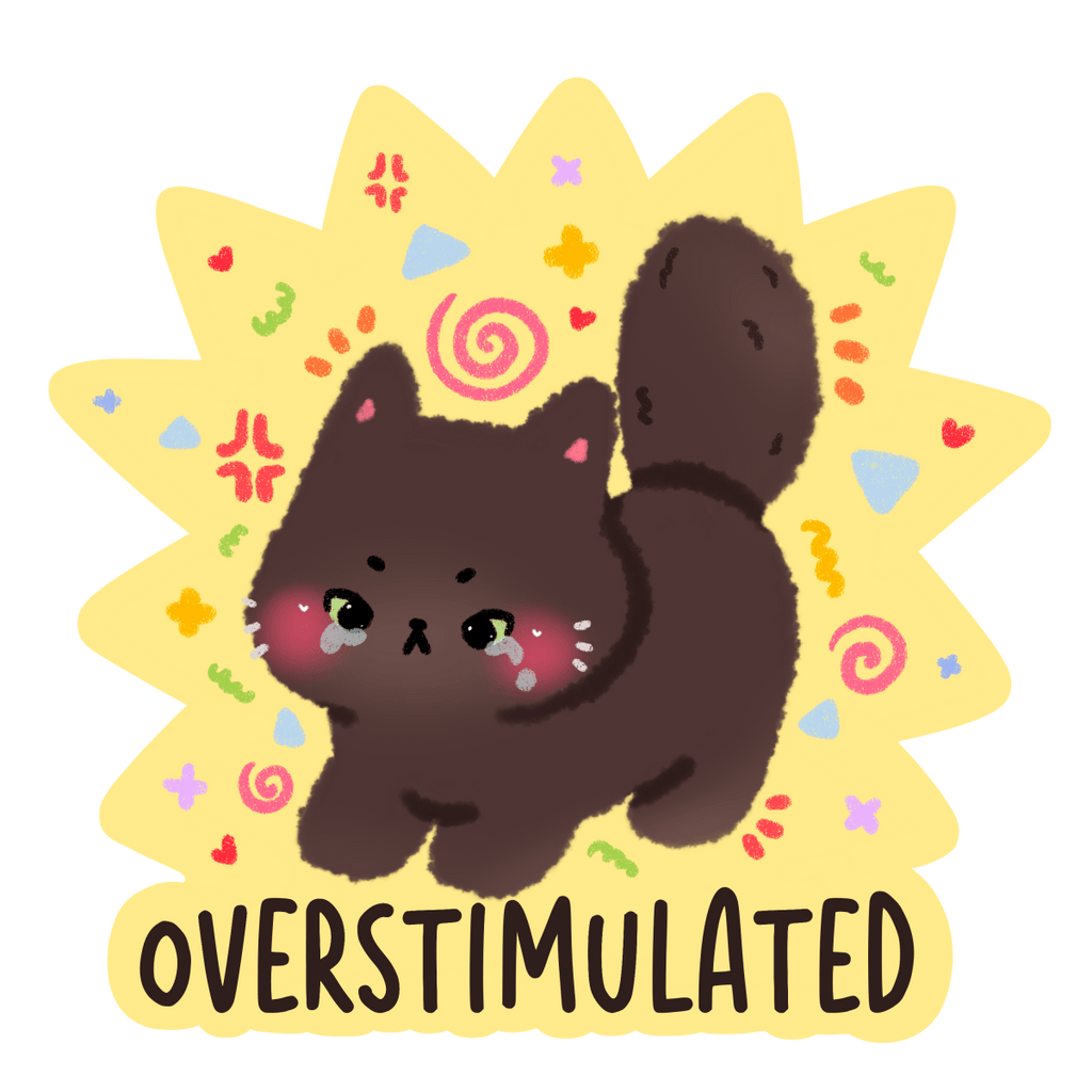 Overstimulated kitty sticker