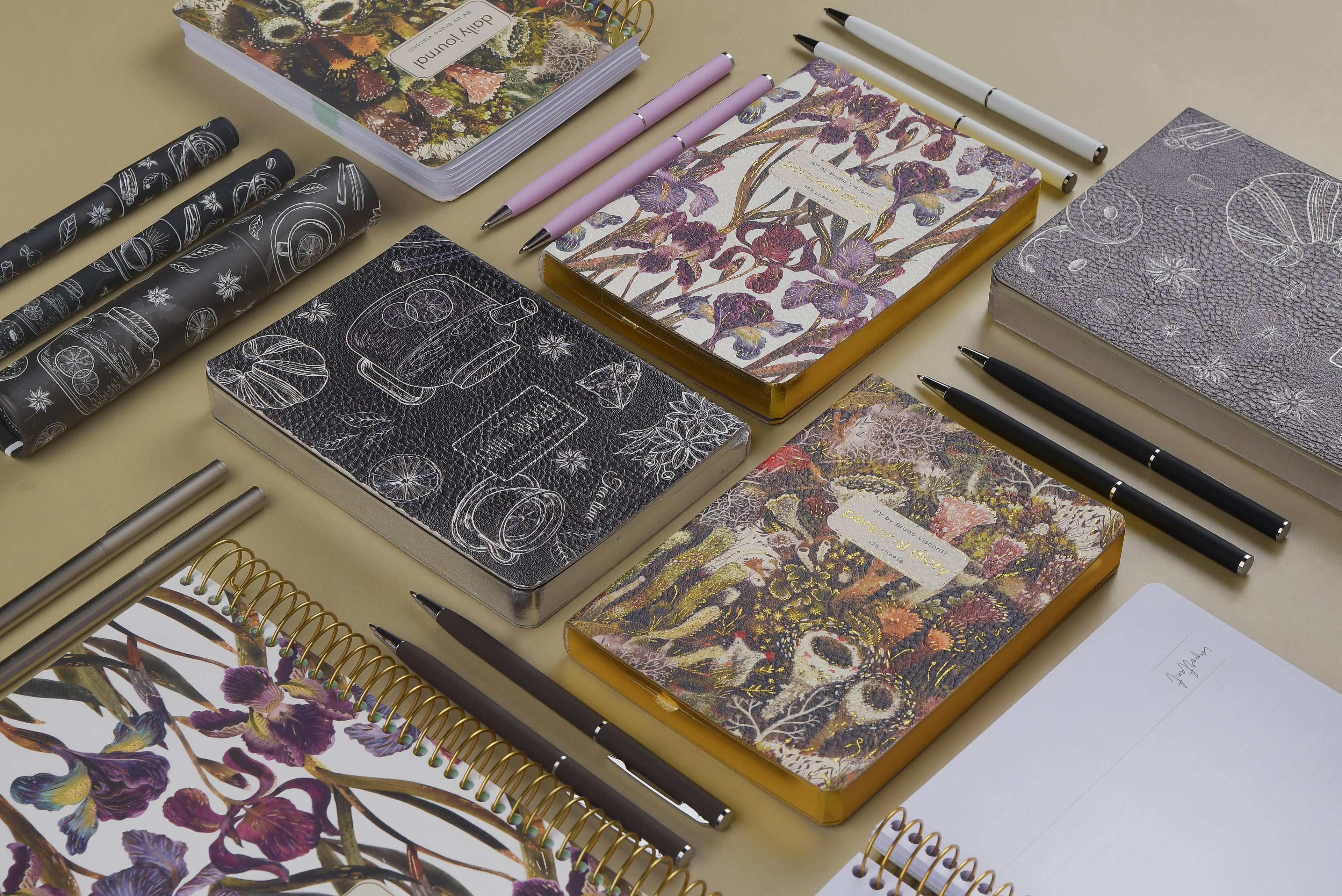 A6 Vegan Leather  Daily Planner Planner - Irises
