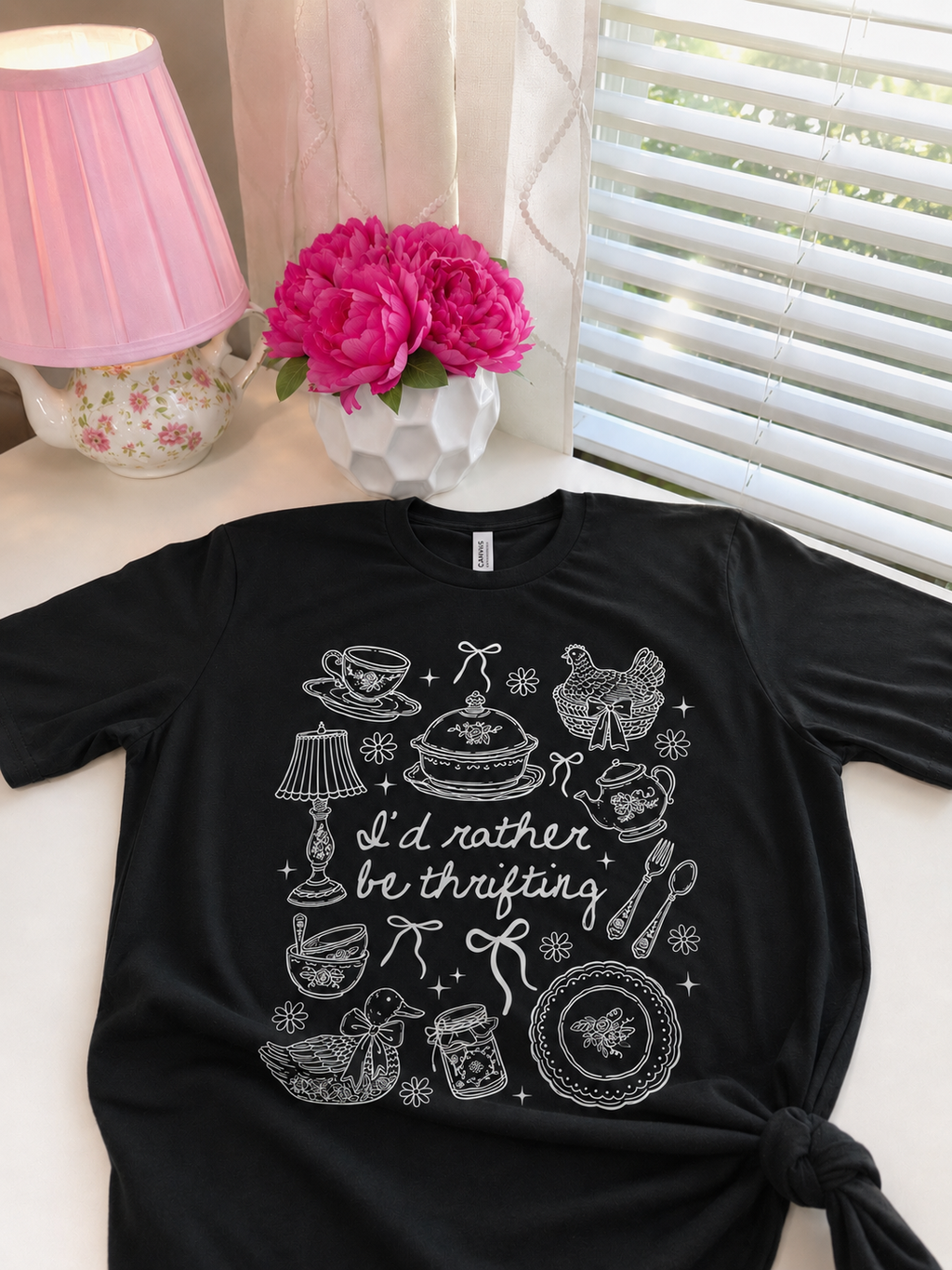 I'd Rather be Thrifting T- Shirt in Black