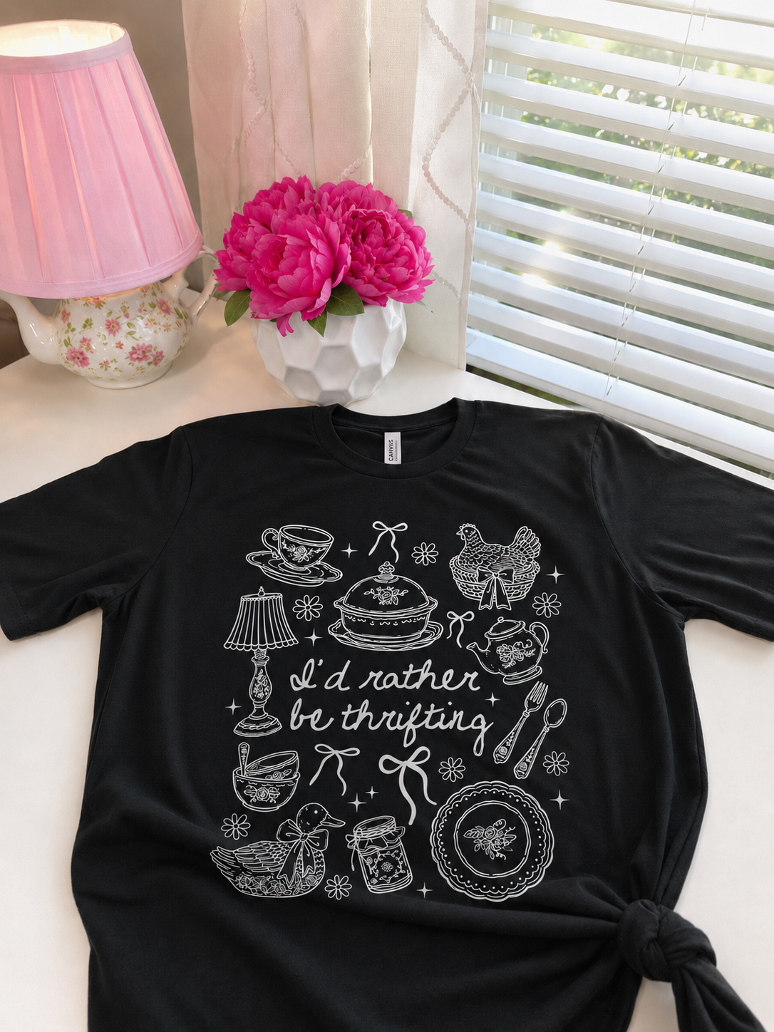 I'd Rather be Thrifting T- Shirt in Black