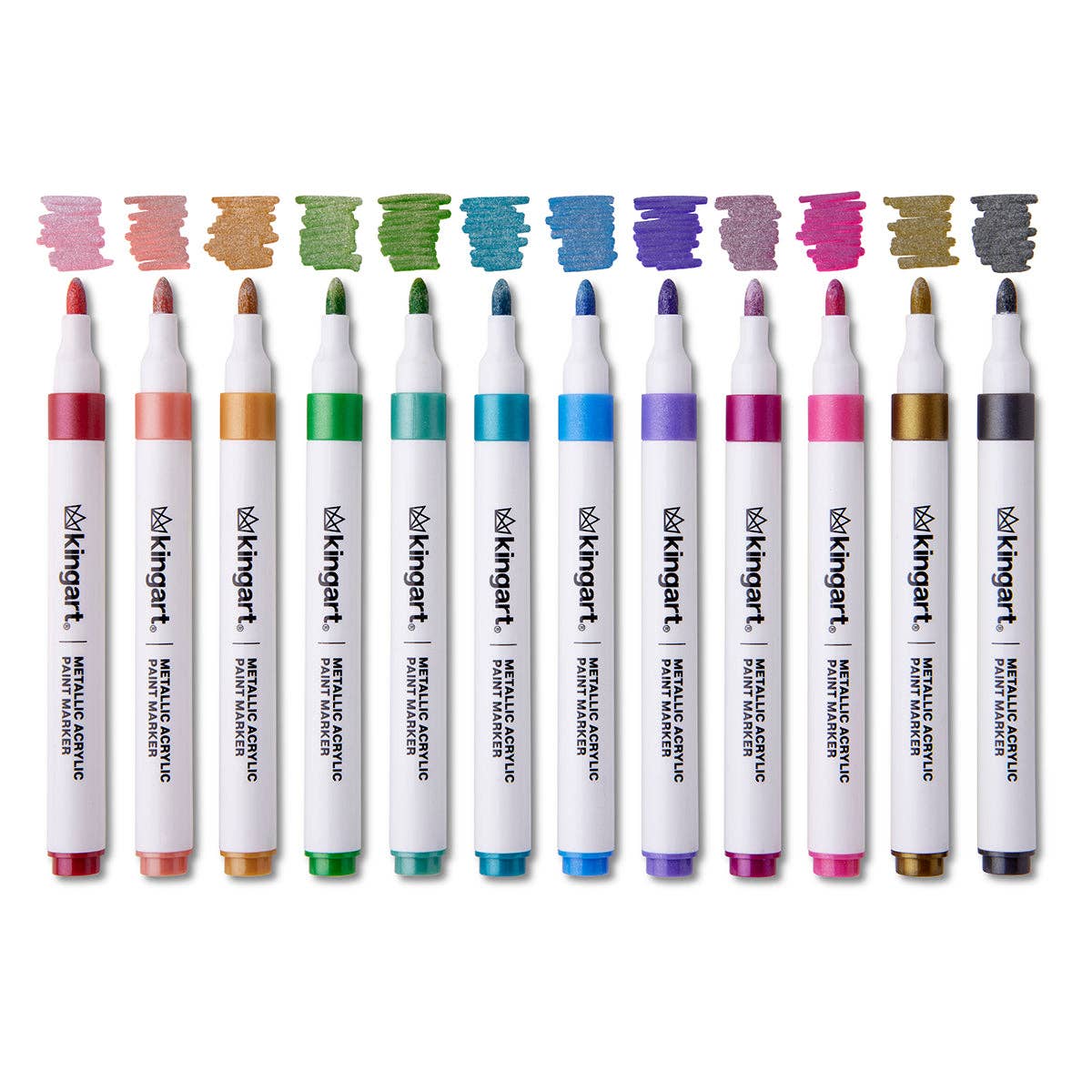 Acrylic Paint Markers Set – 24 Metallic Colors, 2mm Bullet Tip, Water-Based, Multi-Surface