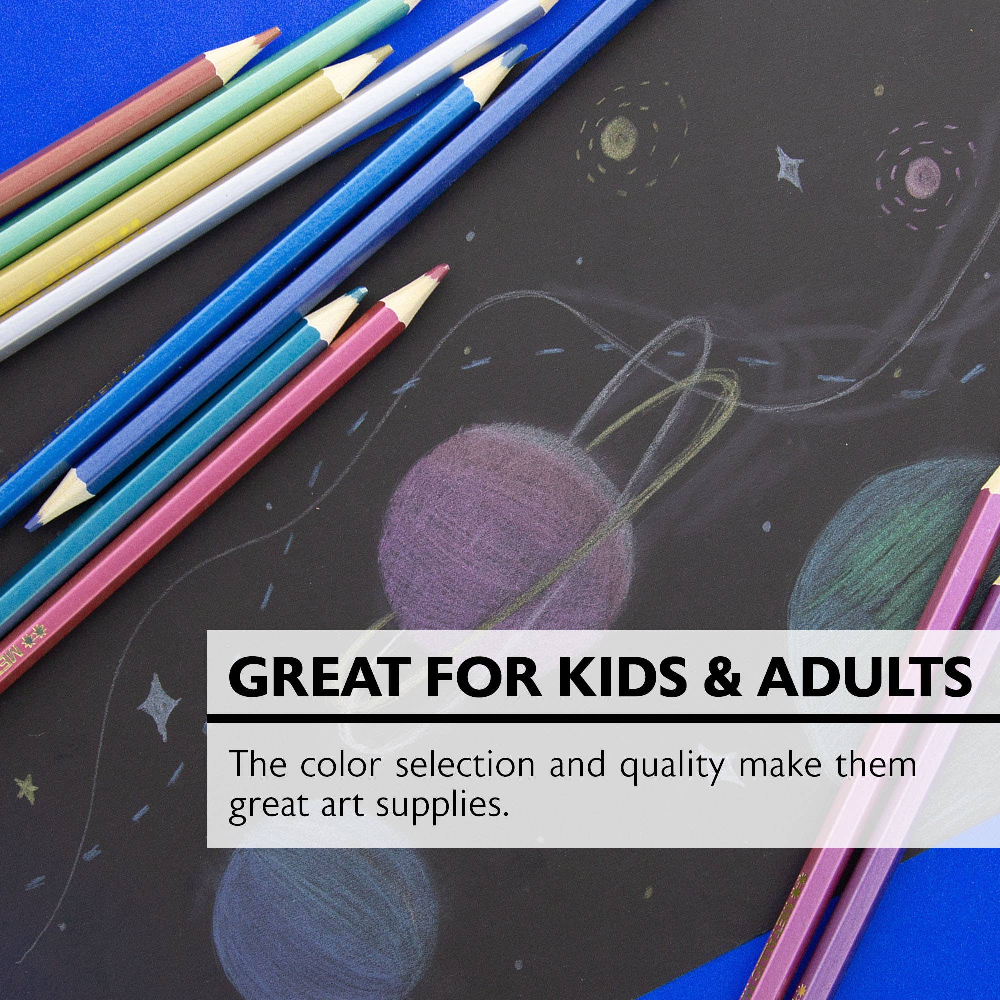 12 Metallic Colors Colored Pencils, Smooth Color Lead
