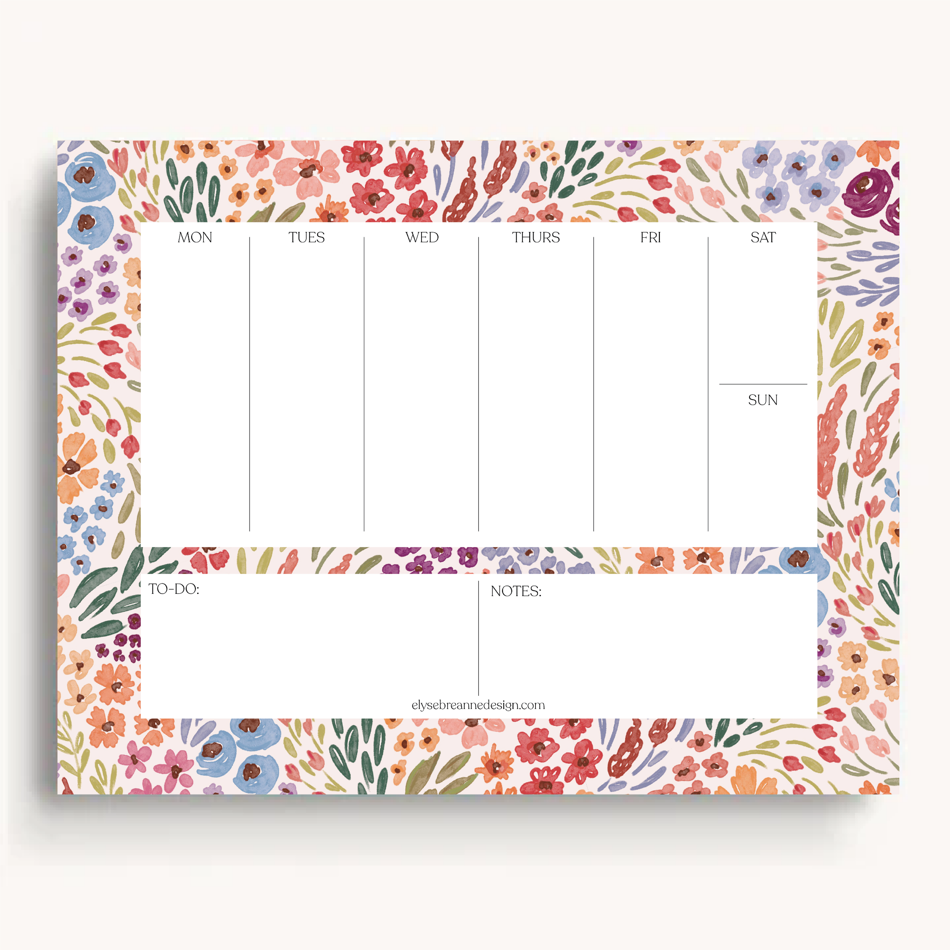 Floral Weekly Planner Notepad: Countryside Blooms