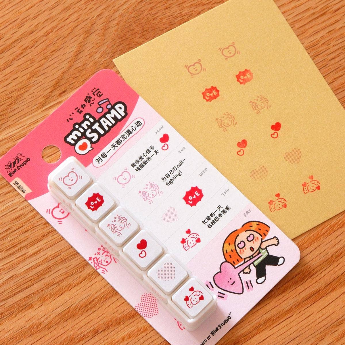 Mini 6 in 1 stamps - Heart - Portable size
