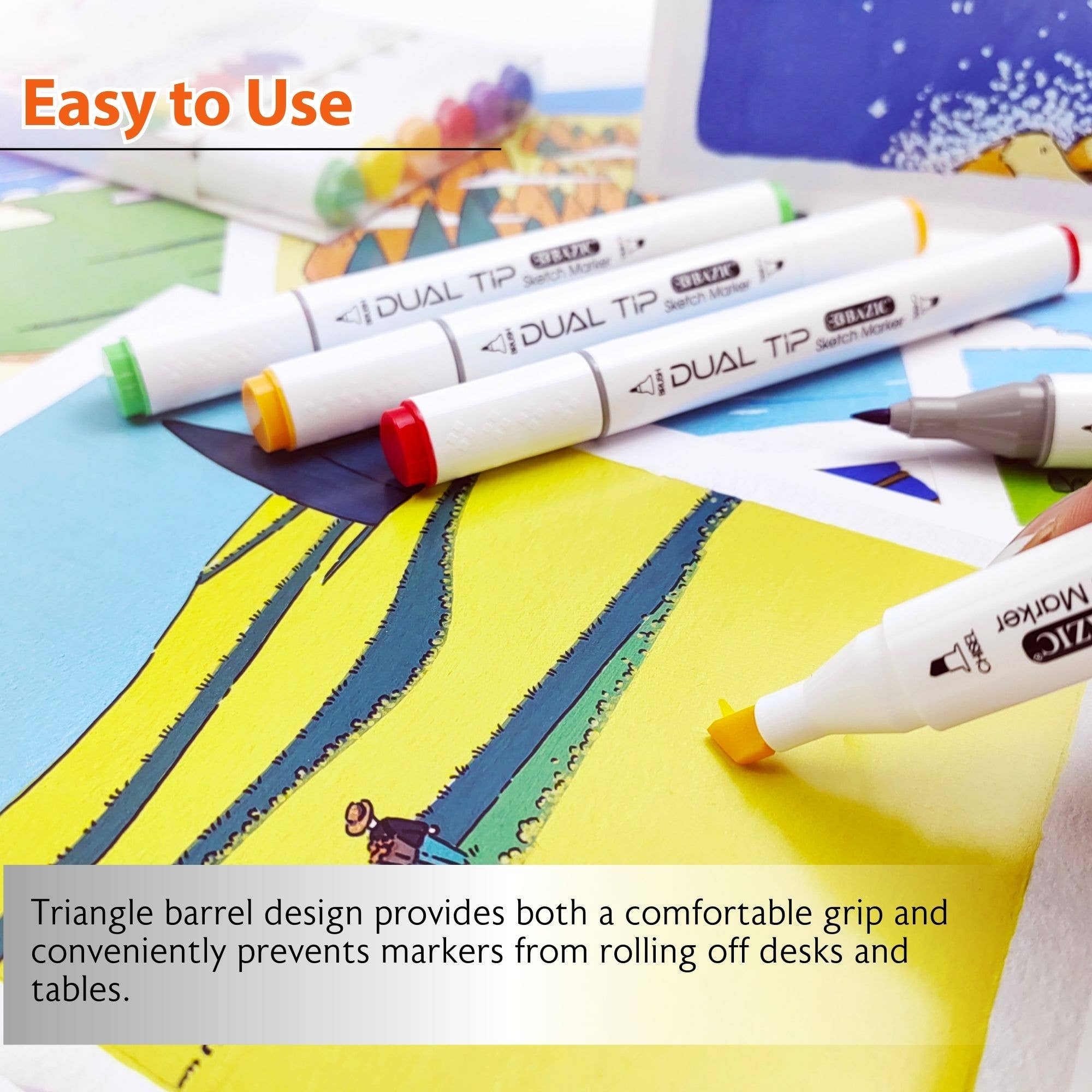 Dual Tip Alcohol-Based Markers 6 Fluorescent Colors