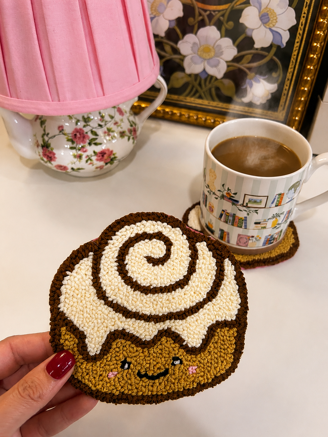 Handmade Cinnamon Roll Mug Rug Coaster