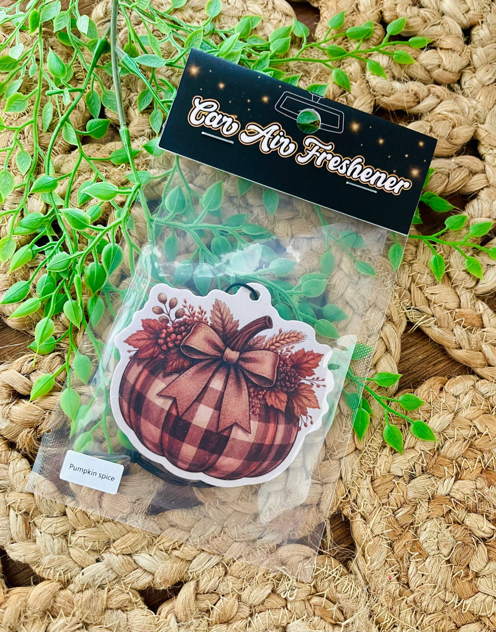 Plaid Pumpkin Fall Air Freshener