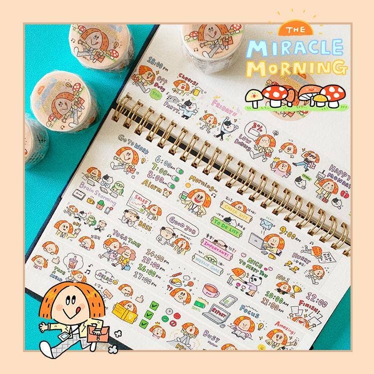 Kawaii Work Diary Washi Tape Roll - Office Life Washi from RiN! Studio