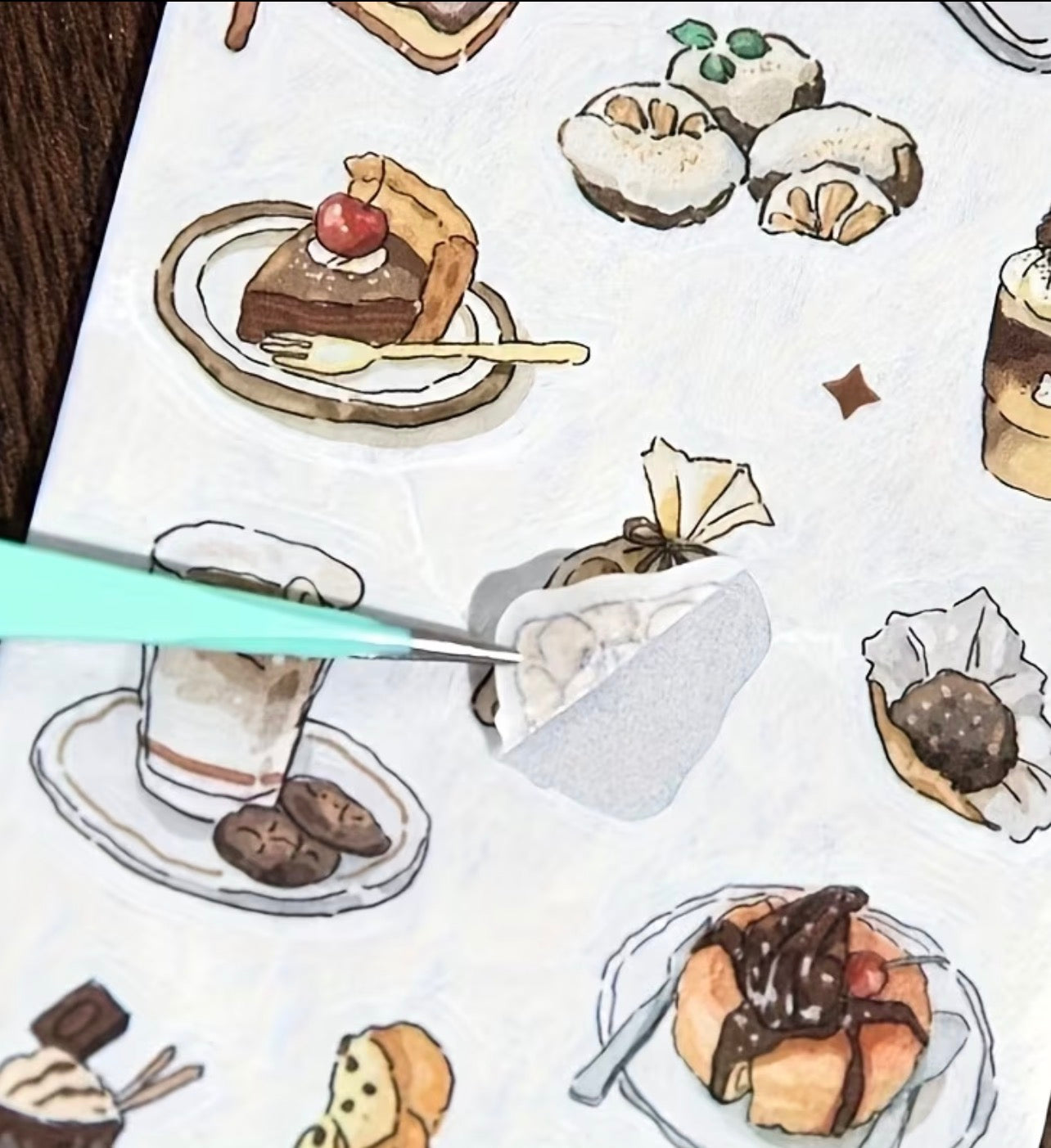 Mini Light Life Washi Paper Material Coffee Stickers - 4Pk Roll