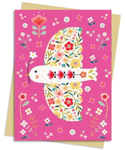 Bee Brown: Pink Floral Dove Greeting Card