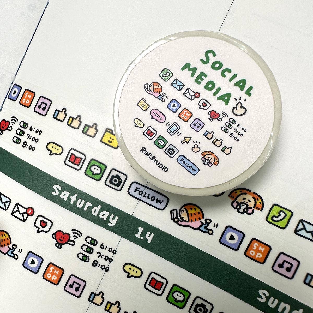 Social Media mini Washi Tape - on my phoe decoration tape RiN! Studio