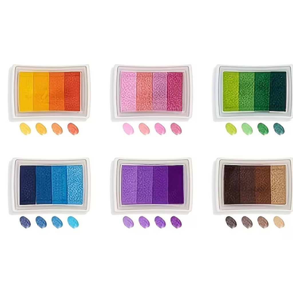 6 Packs - 24 Colours Ink Pads, Non-Toxic Rainbow Stamp Pad, Fingerprint Ink Pads for Stamping Card Making, Craft Stamp for Imagination, Scrapbooking, Card Making, Art, Craft.