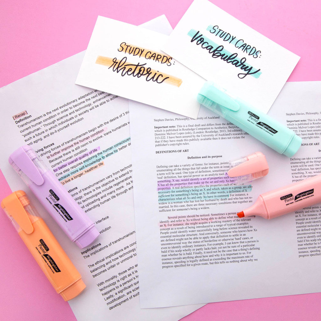 Pastel Highlighters w/ Pocket Clip (4/Pack)