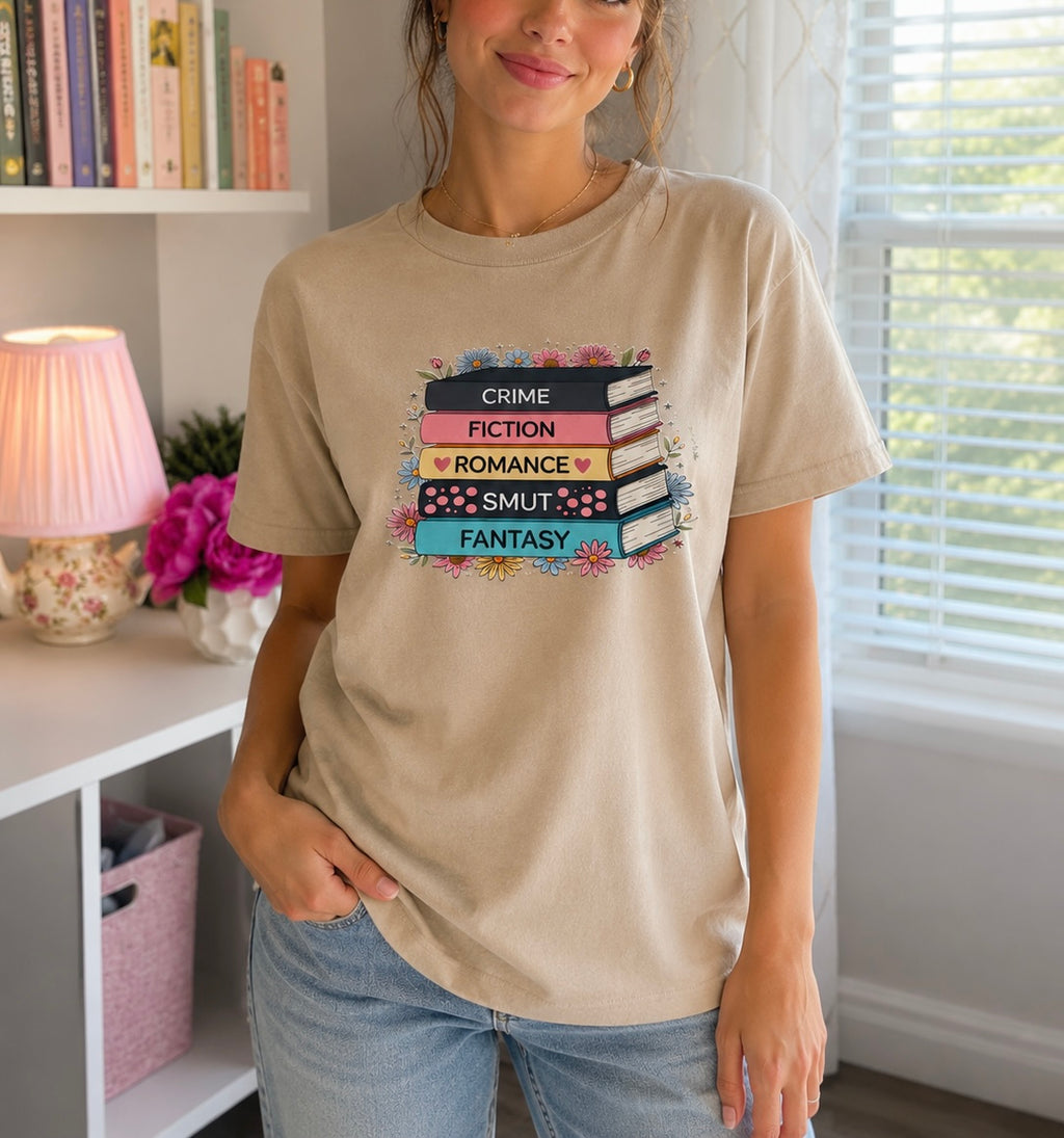 Books T -Shirt in Tan