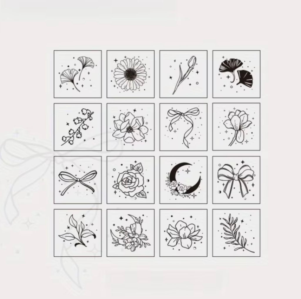 16pcs Box Vintage Floral Wooden Rubber Seal Stamp