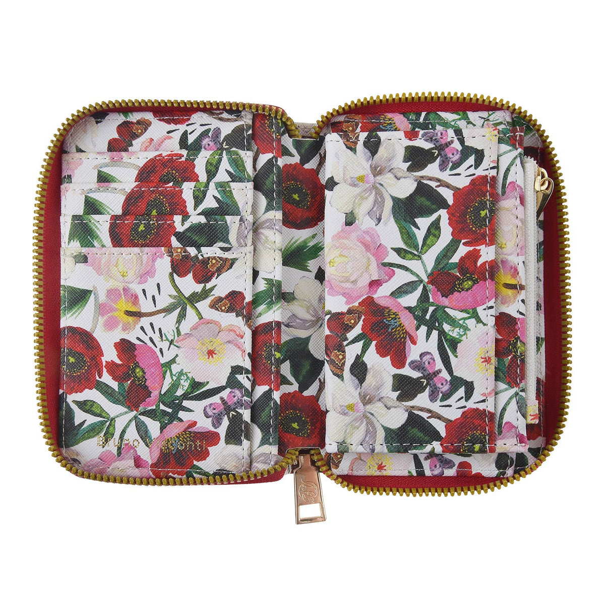 Vegan Leather Zip Wallet - Peonies