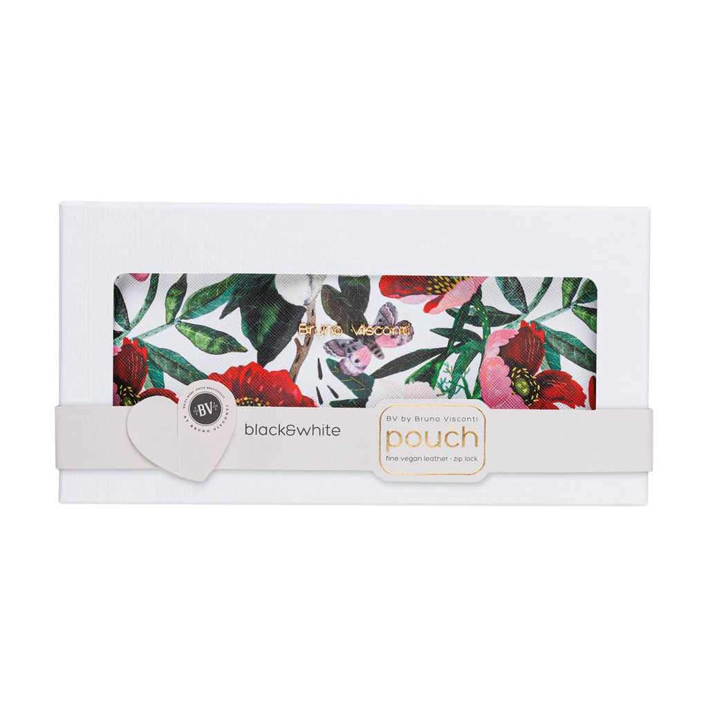 Vegan Leather Zip Pouch - Peonies