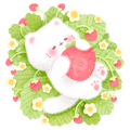 Fluffy kitty strawberry patch sticker