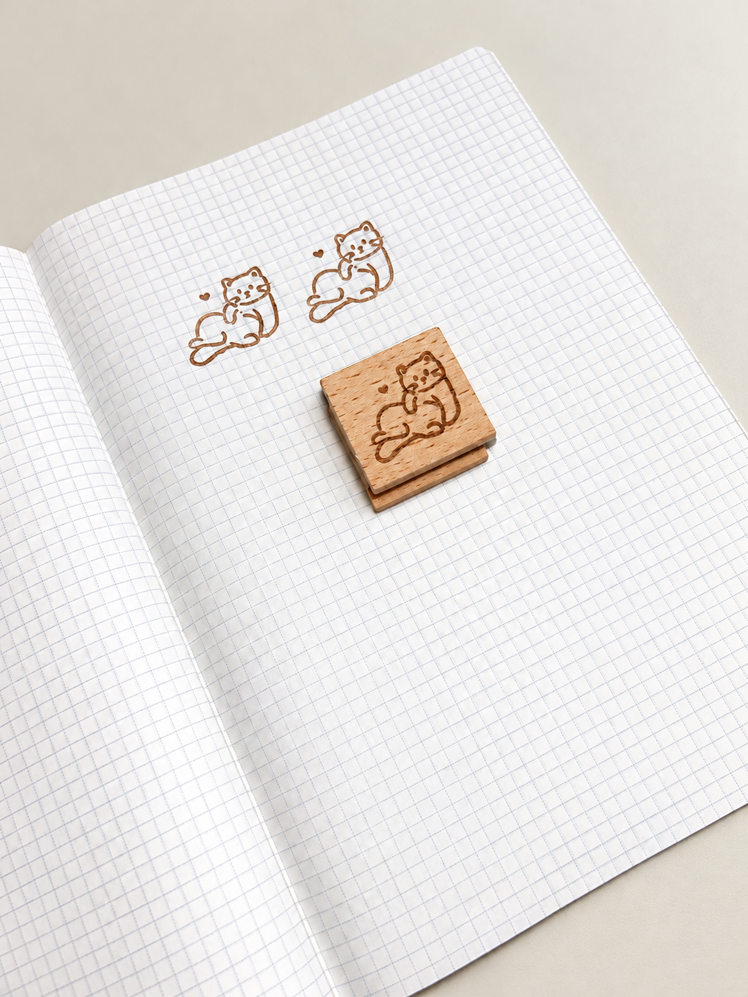 Cute Relaxing Cat Wooden Stamp