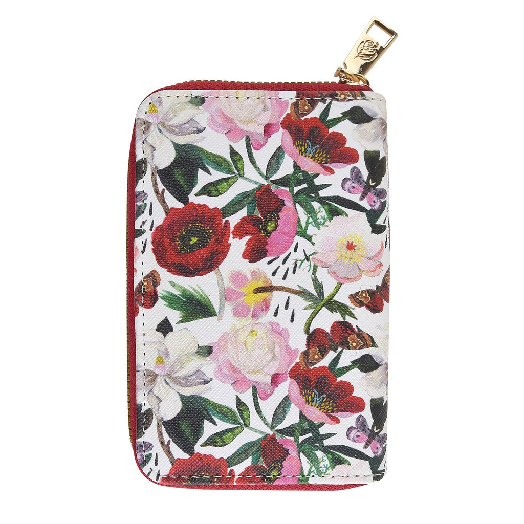 Vegan Leather Zip Wallet - Peonies