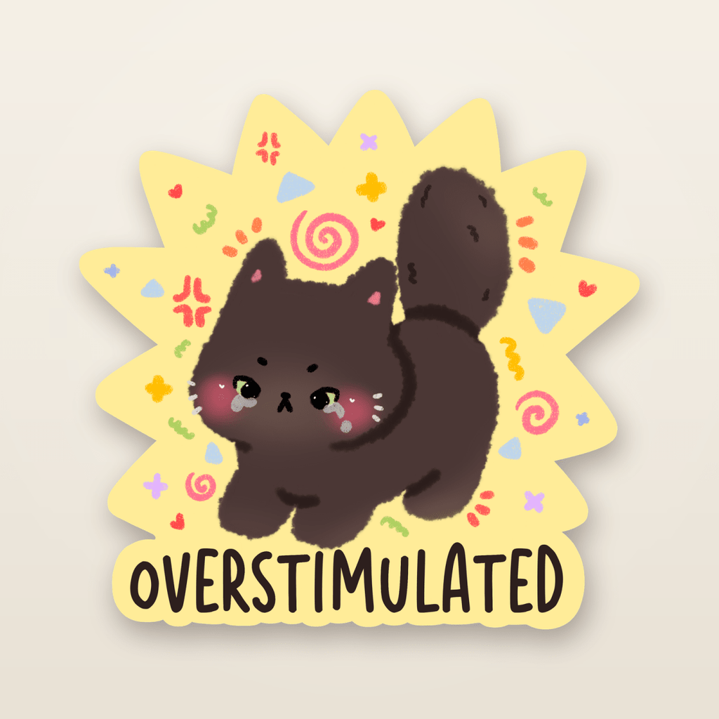 Overstimulated kitty sticker