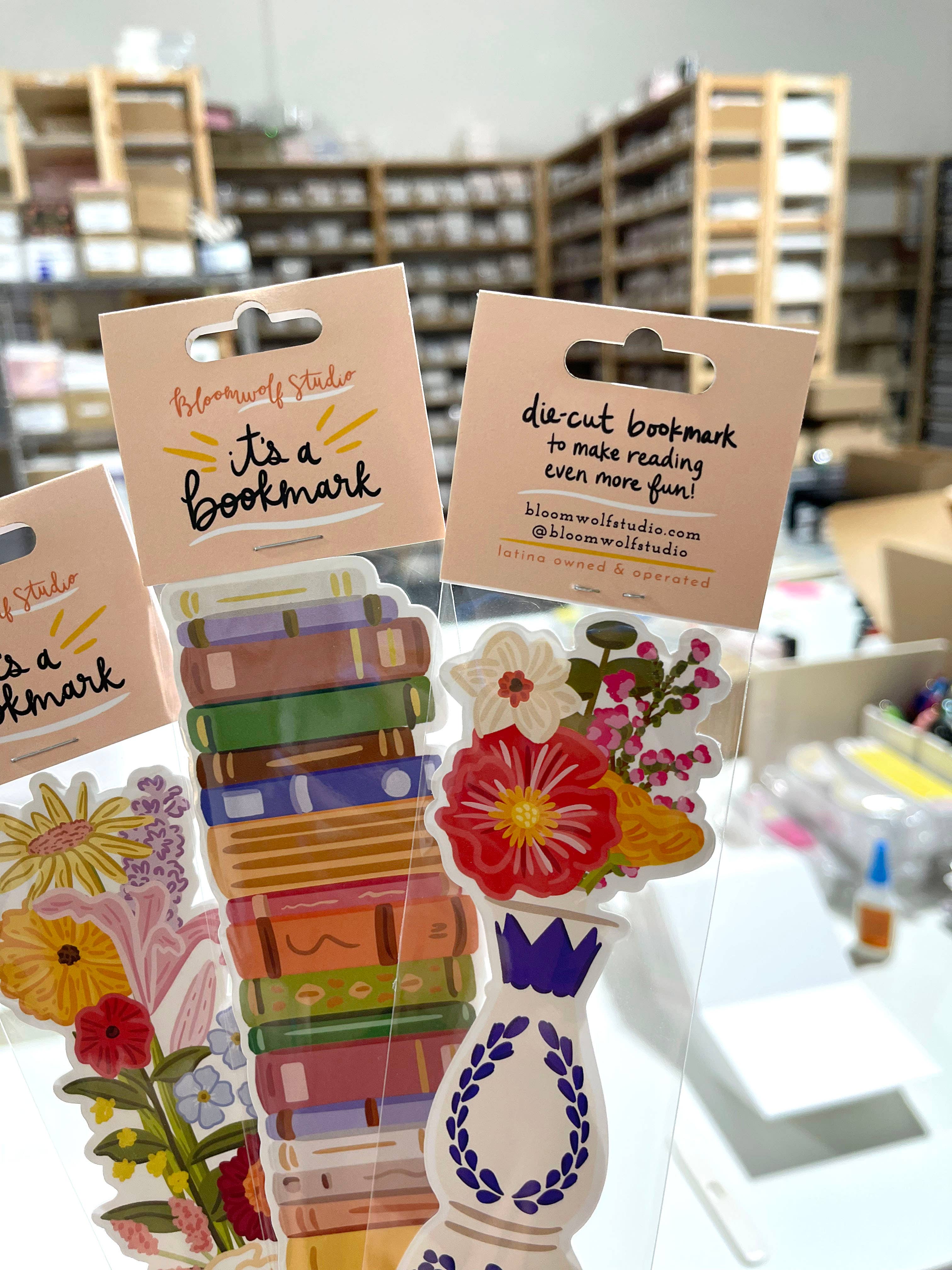 Romance Book Stack Die Cut Bookmark