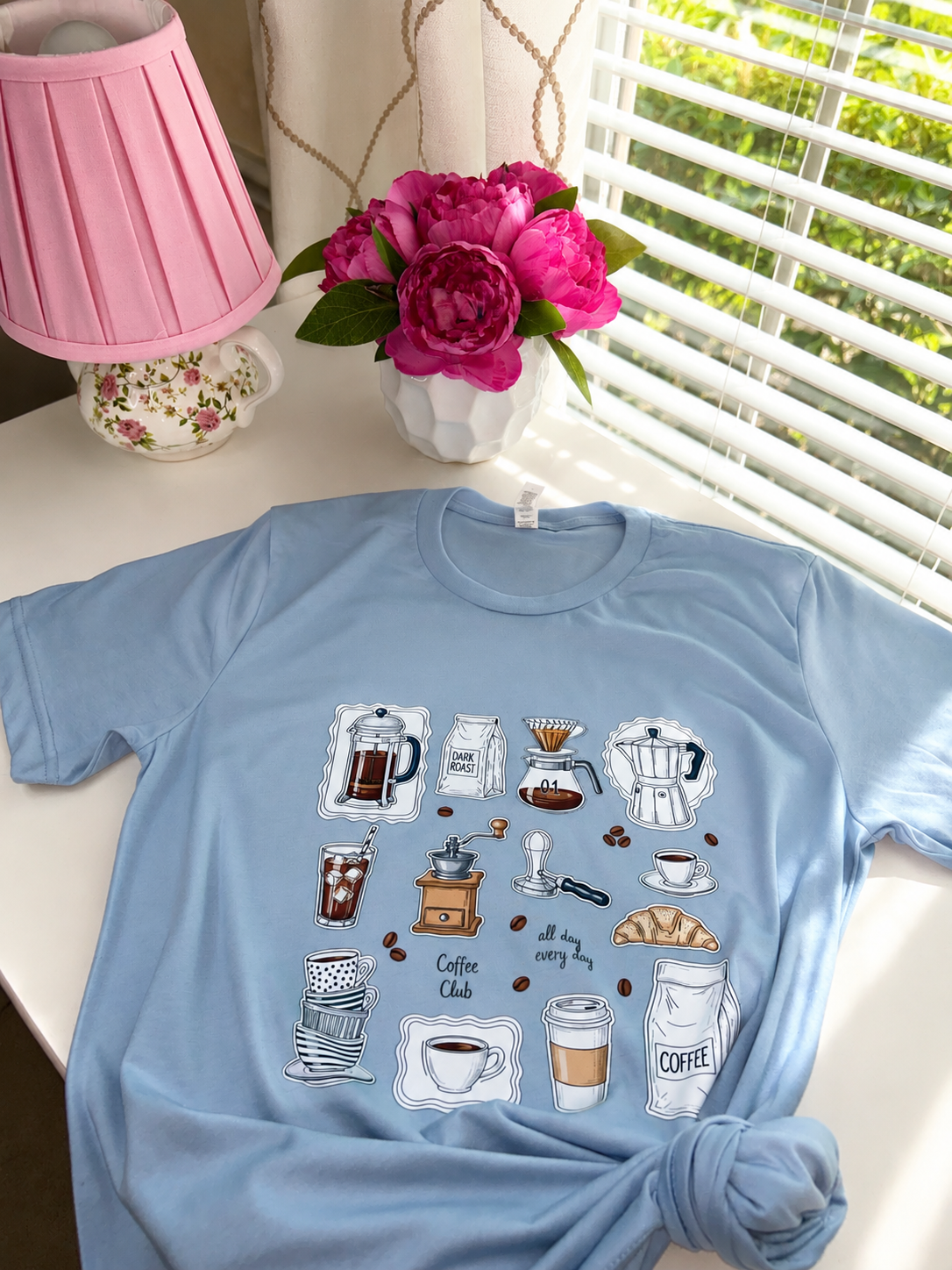 Coffee All Day every Day in Baby Blue