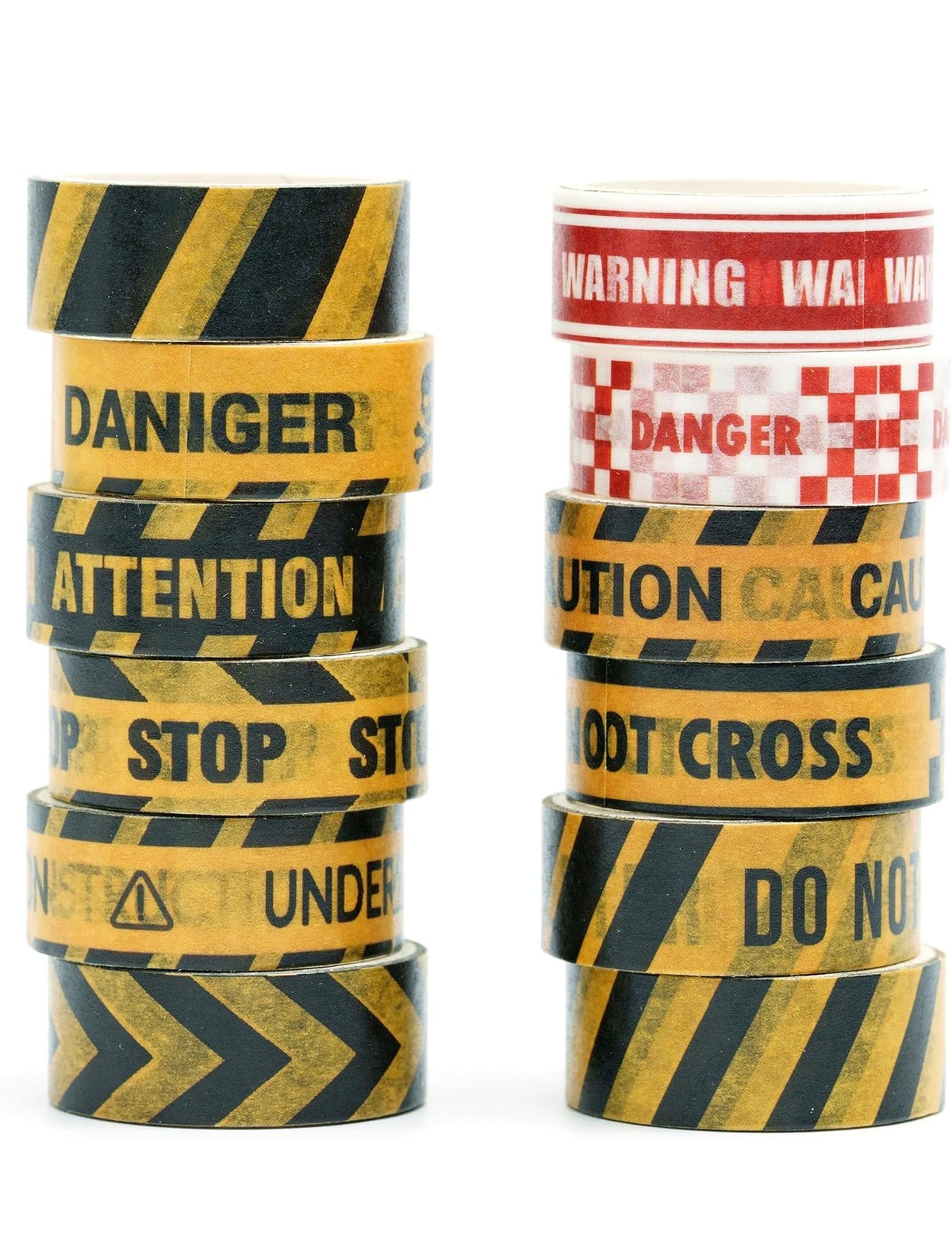 12 Rolls Warning Washi Tape Set