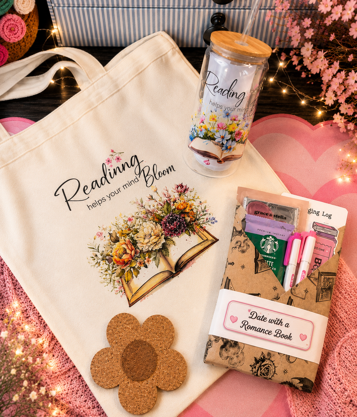 Reading Bloom Bookish Tote Bundle 💝💮