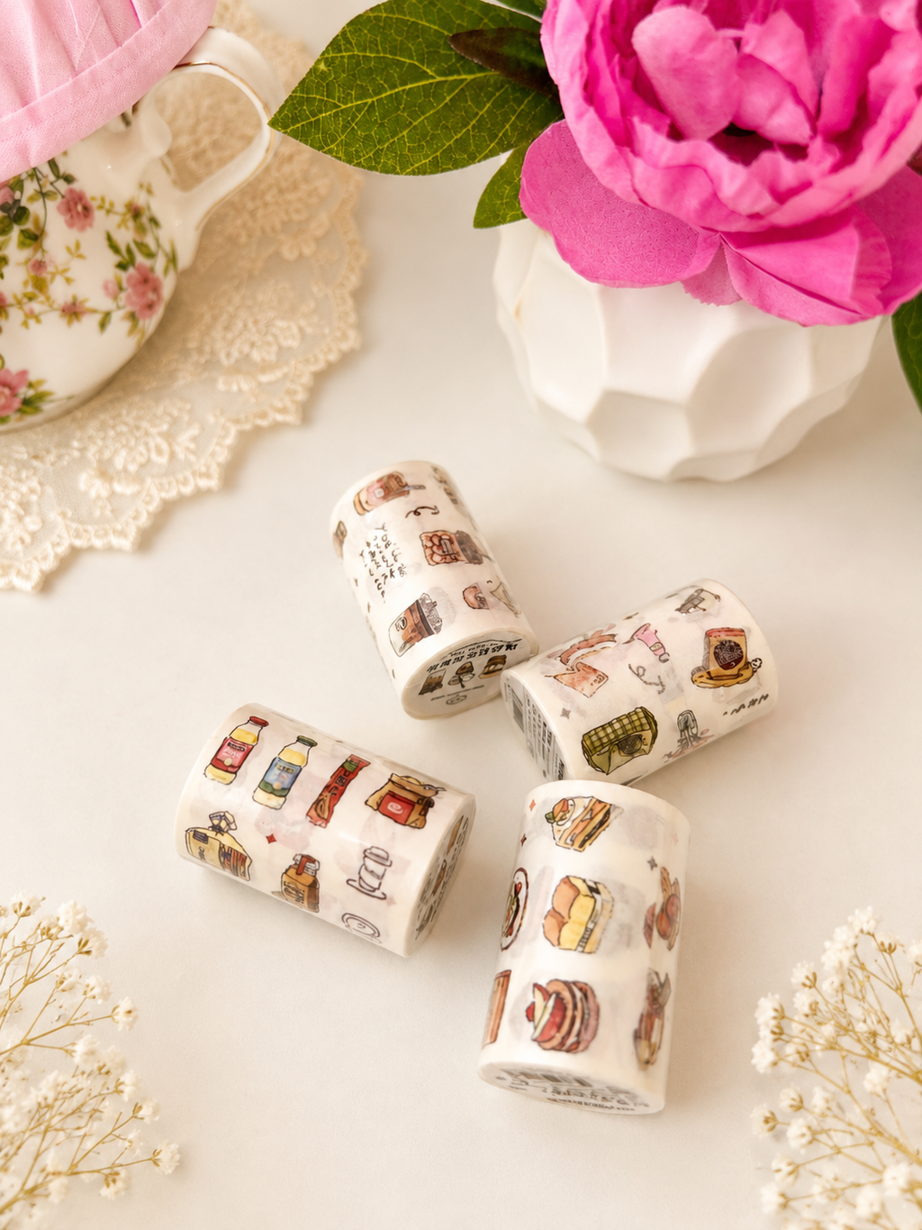 Mini Light Life Washi Paper Material Coffee Stickers - 4Pk Roll